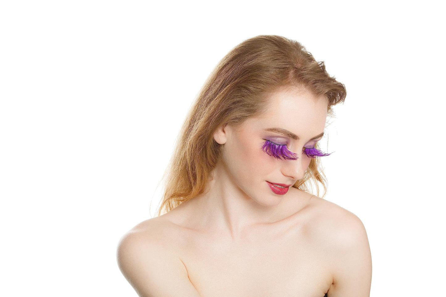 Dorisue Huge lashes Dramatic Halloween eyelashes Double Lip Black with Purple Big Extra Long Feather eyelashes Cat eye shape Costume Spider Firework style lashes