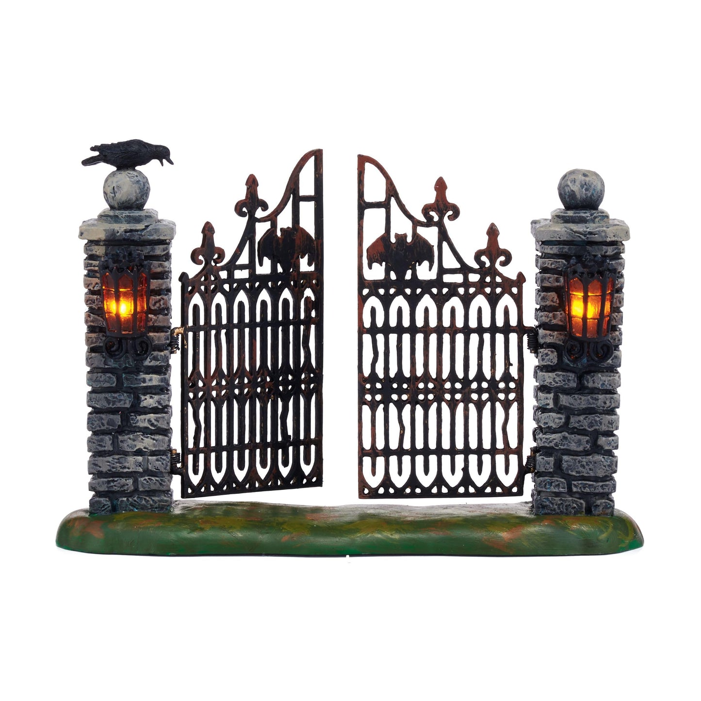 Department 56 Halloween Accessories for Village Collections Mini Spooky Wrought Iron Gate Lit Figurine, 4,53 Inch, Multicolor