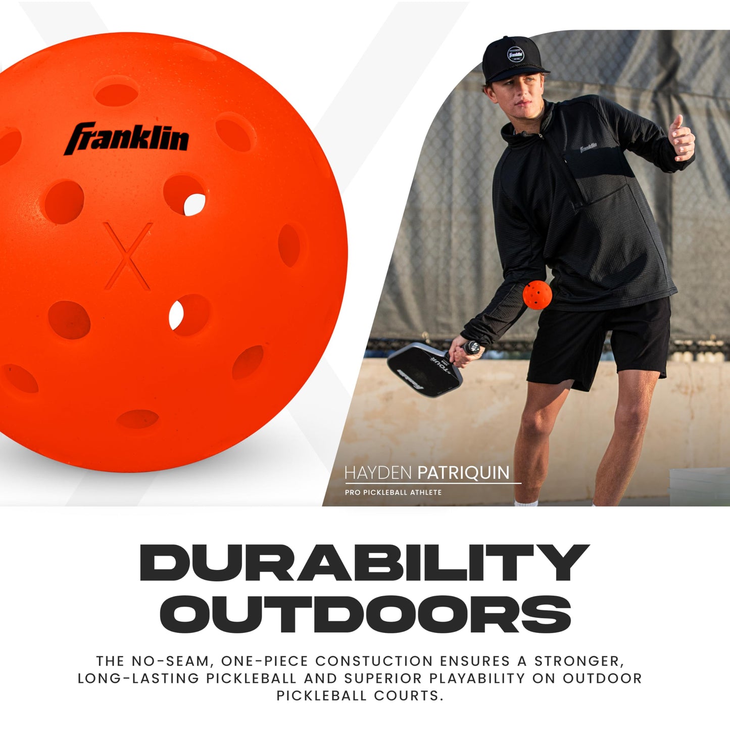 Franklin Sports X-40 Pickleballs - Outdoor Pickleballs - 100 Pack Bulk - USA Pickleball Approved - Ember - Official Ball of US Open Pickleball Championships