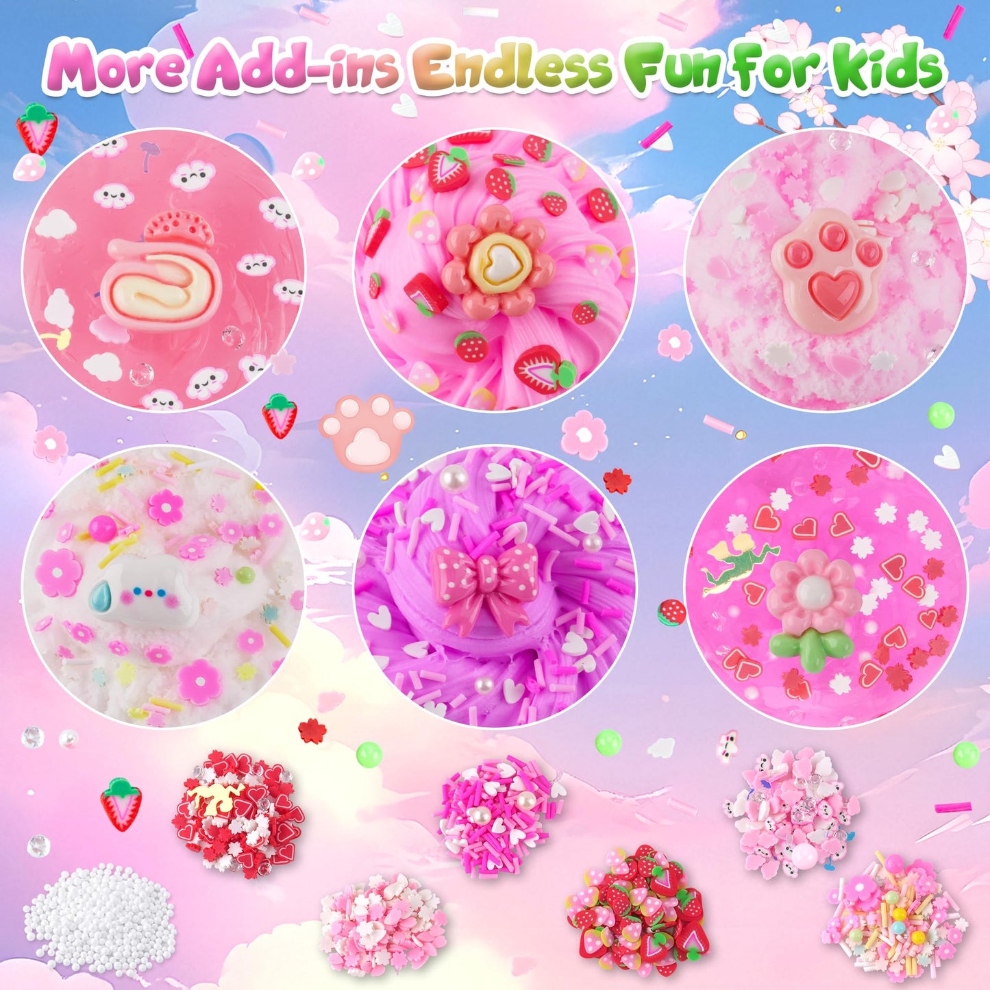 6 Pack Slimes, Pink Slime Kids, Cloud Slime kit for Girls Ages 8-12, Toys for Girls and Boys, for Kids Slime Set Party kit Goodie Bag Stuffers, 4 5 6 7 8 9 10 Year Old Girl Birthday Gift Cute Stuff