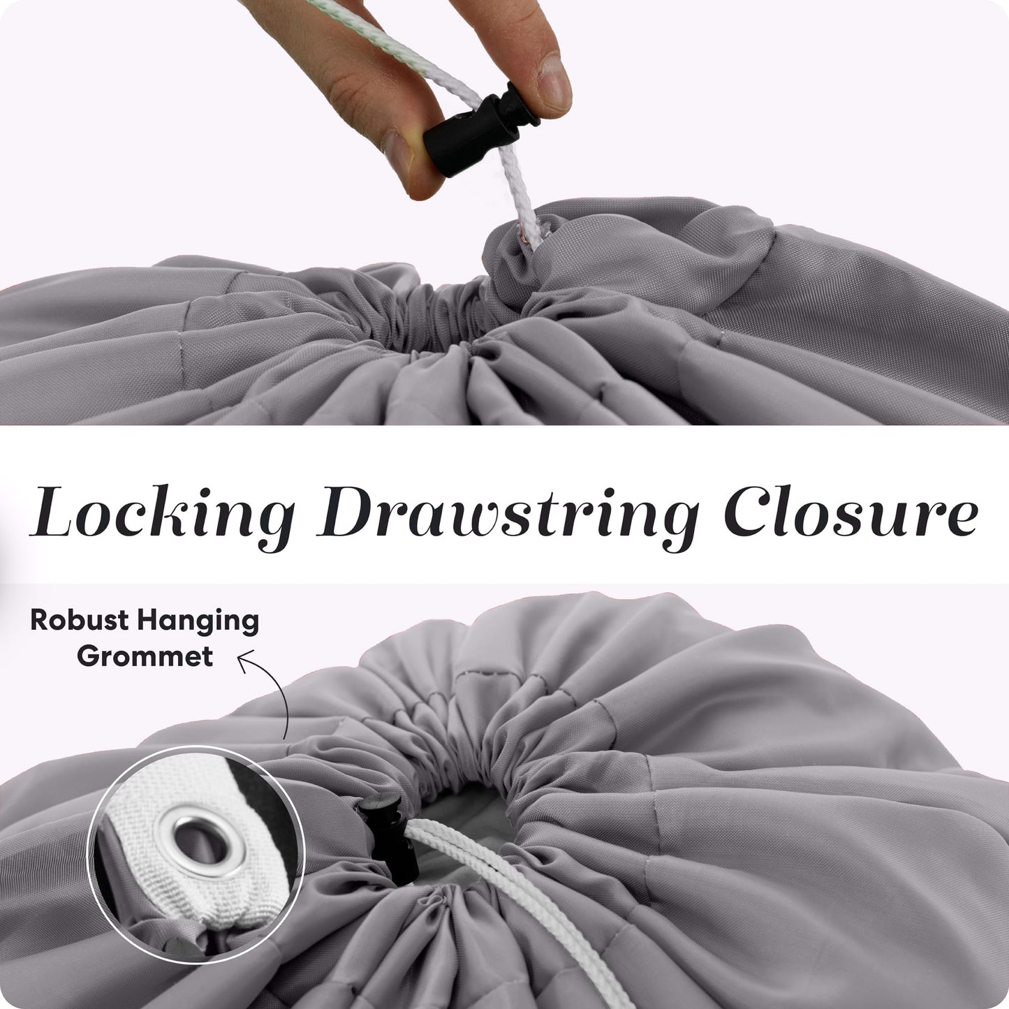 Handy Laundry Shoulder Strap Bag - Drawstring Locking Closure, Durable Nylon Material, Large Capacity, Heavy Duty Stitching, Perfect for Laundromat or College Dorm (Grey | 30" x 40")