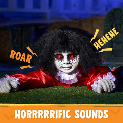 JOYIN Halloween Animatronics Decorations Outdoor Groundbreaker Crawling Doll, Creepy Halloween Graveyard Decoration Outside Decor Scary Haunted House Prop Sound Activated with Sounds and Lights