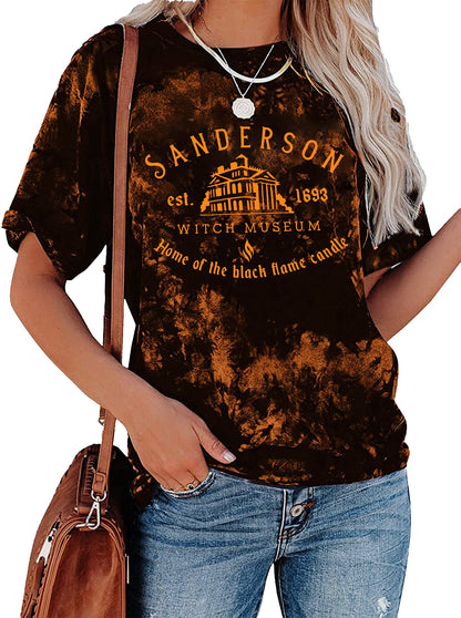 Halloween T Shirt Women Sanderson Letter Print Graphic T-Shirt Hocus Pocus Tees Tops (TD Black, XX-Large)