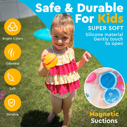 LEGACY KIDS Reusable Water Balloons For Kids, Water Balloons Quick Fill, Refillable Water Balloons For Kids, Reusable Water Balloons Magnetic, Pool Toys For Kids Ages 8-12, Silicone (12) (Regular)