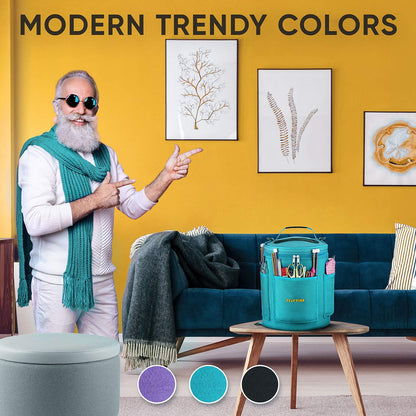 Knitting Bag Yarn Storage - Durable Canvas Yarn Bag - Yarn Organizer Crochet Bag with Knitting Accessories Case