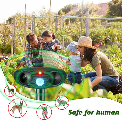 Kittmip Ultrasonic Animal Repellent Outdoor Solar Powered Repeller Cat Dog Deer Deterrent Waterproof Motion Sensor Deterrent for Yard Garden Rabbit Squirrels Fox Pest(Green,2 Pieces)