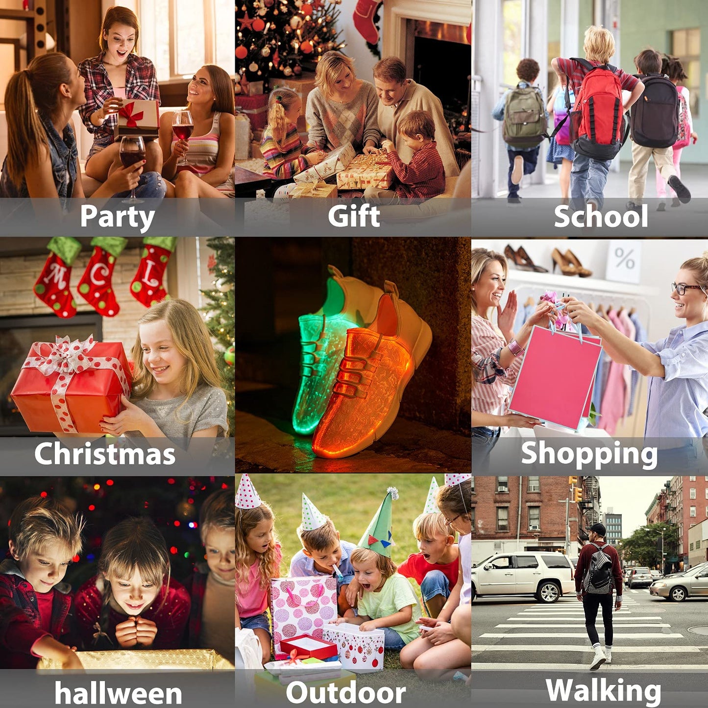 LED Fiber Optic Shoes Light Up Sneakers for Women Men Luminous Trainers Flashing Sneakers for Festivals, Christmas, Halloween, New Year Party with USB Charging, White 41