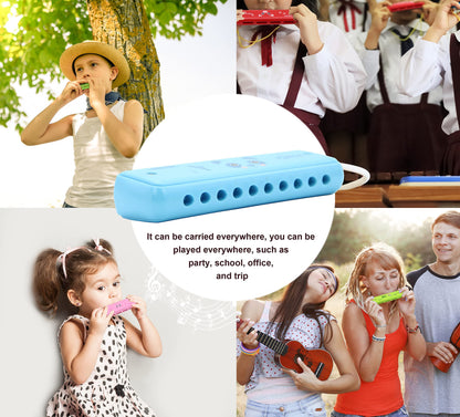 Crafteem Color Blues Harmonica, Key of C for Kids, Children, Toddler and Beginners,10 Hole 20 Tones Musical Instrument Toy Gift