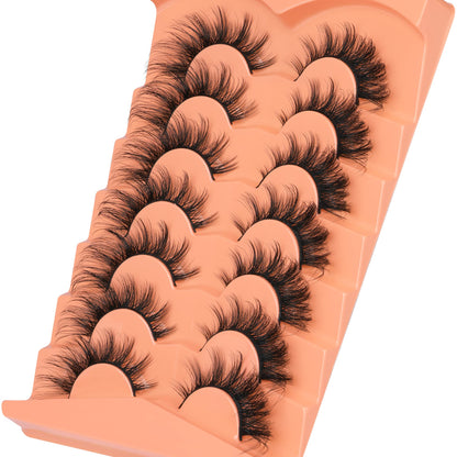 False Eyelashes Wispy Lashes Natural Look Fake Eyelashes Cat Eye Lashes Mink Fluffy Strip False Lashes Fox Eye Lashes Pack 7 Pairs ALICROWN