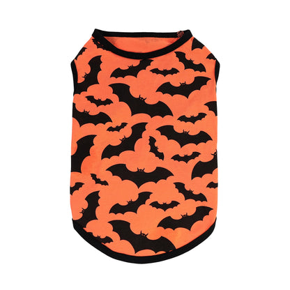 Fitwarm 100% Cotton Halloween Dog Clothes Scary Bat Dog Costumes Doggie Shirts Puppy Shirt Pet Vest Tank Top Cat Tee Orange X-Small