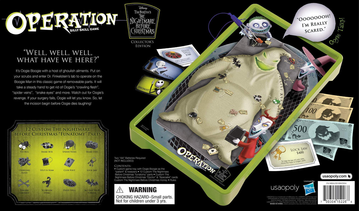 Operation: Disney The Nightmare Before Christmas Board Game | Collectible Operation Game | Featuring Oogie Boogie & Nightmare Before Christmas Artwork, 1+ Players