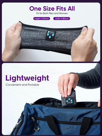 Fulext Sleep Headphones Bluetooth Headband,Sleeping Headphones Sports Headband, Long Time Play Sleeping Headsets with Built in Speakers Perfect for Workout,Running,Yoga