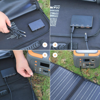 60W Solar Panel for Portable Power Station, Foldable Solar Panel with 12-18V DC Output/USB QC3.0/USB C(10 Changeable DC Adapters), Portable Solar Panels for Camping, Home, Travel, Rv