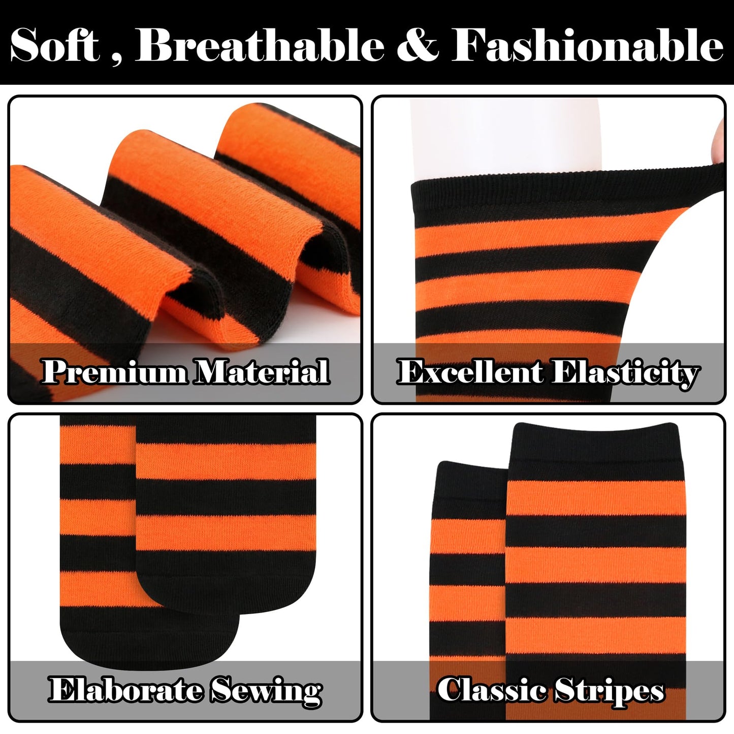Halloween Socks Woman Halloween Knee High Socks for Women Black and White Striped Socks Purple Striped Socks Witch Socks