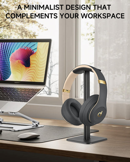 DGPLUS Headset Stand - Headphone Holder for Desk with Aluminum Hanger Compatible with All Over-Ear On-Ear Computer Xbox One PS5 PS4 PC Game Telephone Headsets (Black)