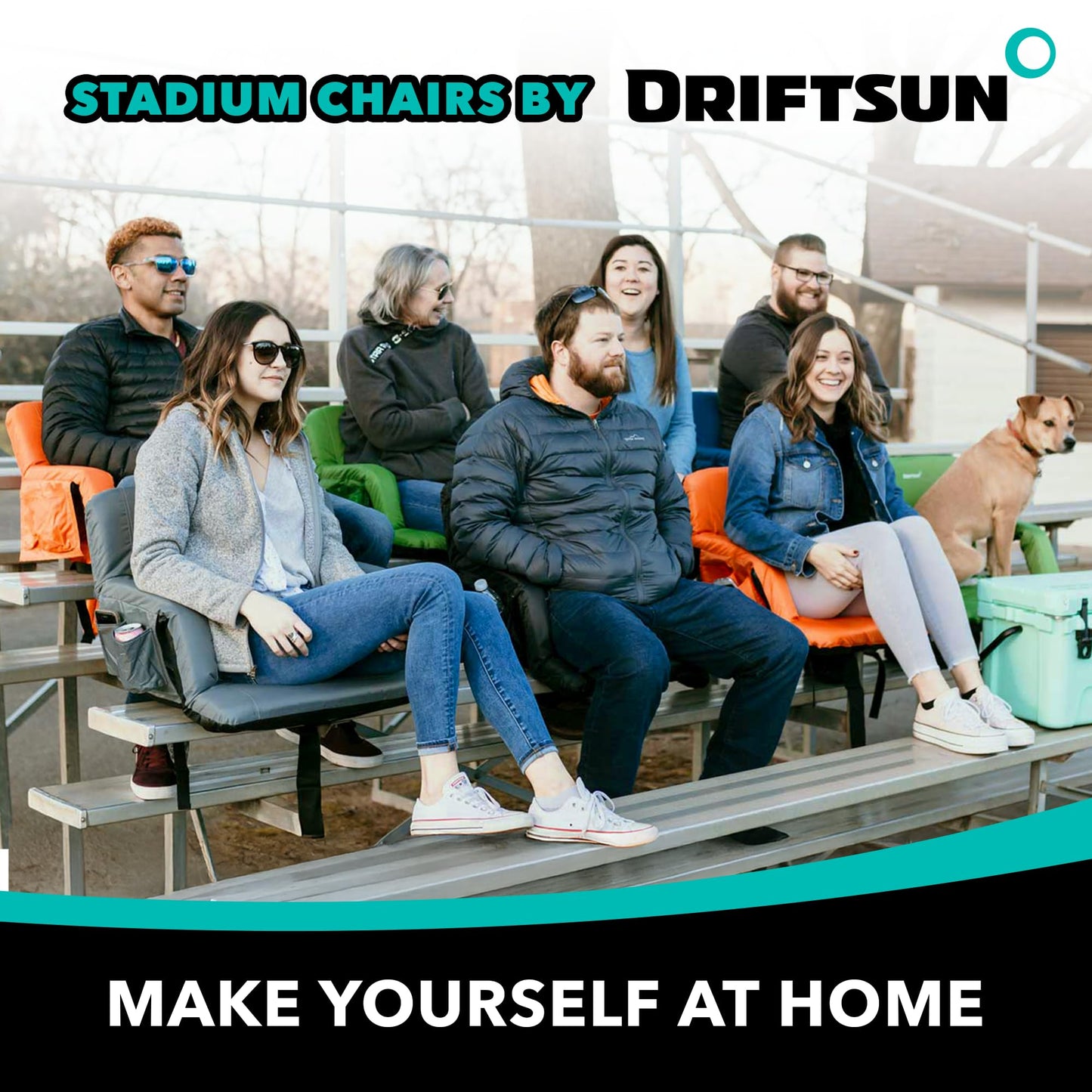 Driftsun 2 Pack Standard Size Stadium Seats with Back Support - Deluxe Foldable Stadium Chairs for Bleachers - Folding Waterproof Sport Chair - Easy to Transport