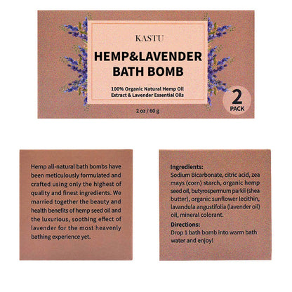 kastu Bath Bombs,2 Pack Fizzy Spa Gift Natural Hemp Oil Extract and Lavender Essential Oils Bath for Moisturizing Dry Skin,Relaxing,Bubble Bath for Gifts Idea for Men Women