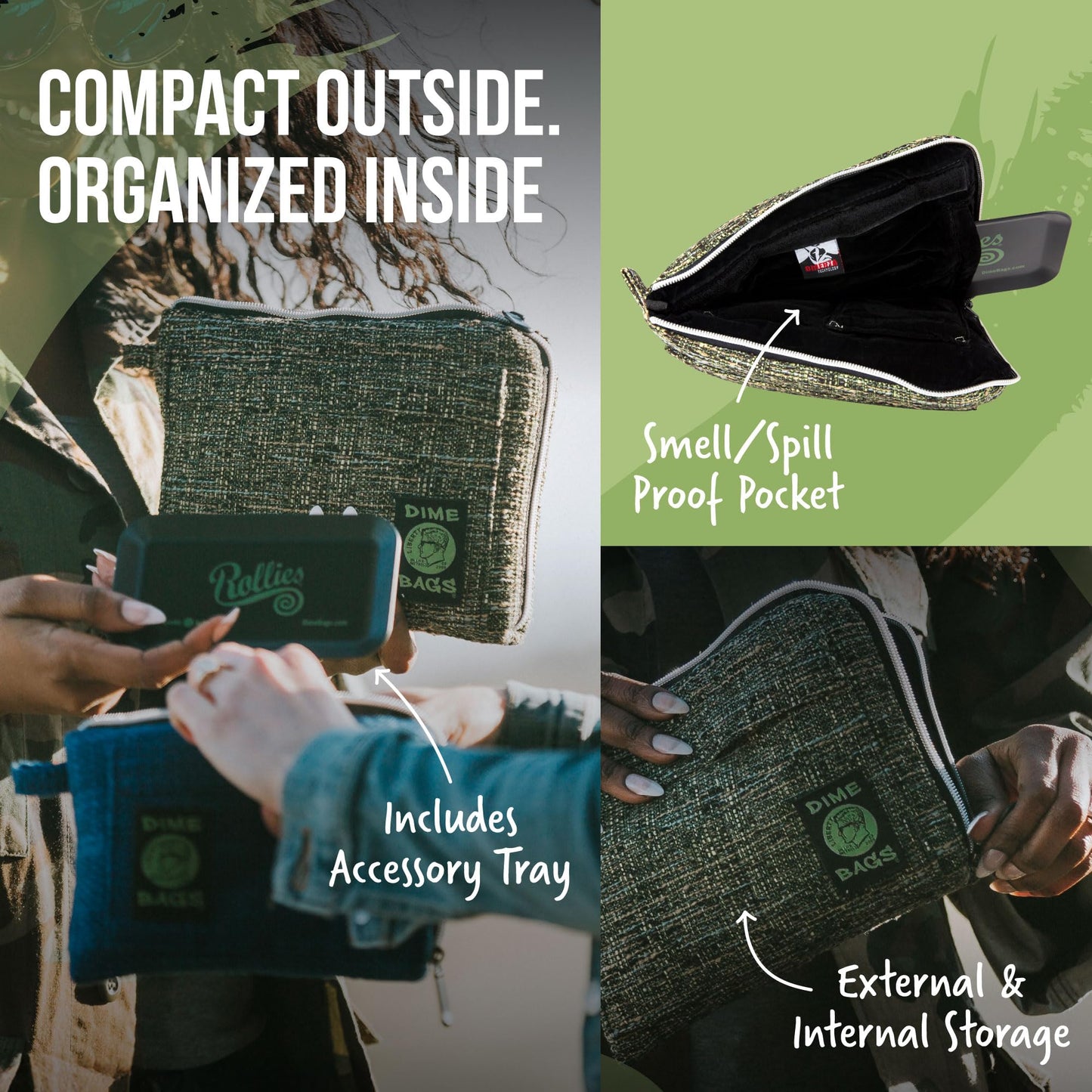 Dime Bags All-in-One Padded Pouch with Accessory Tray, Protective Case with Soft Velour Interior for Glass & Gear Storage & Travel, Durable Hemp-Polyester Fabric Exterior (7 Inch, Aqua)