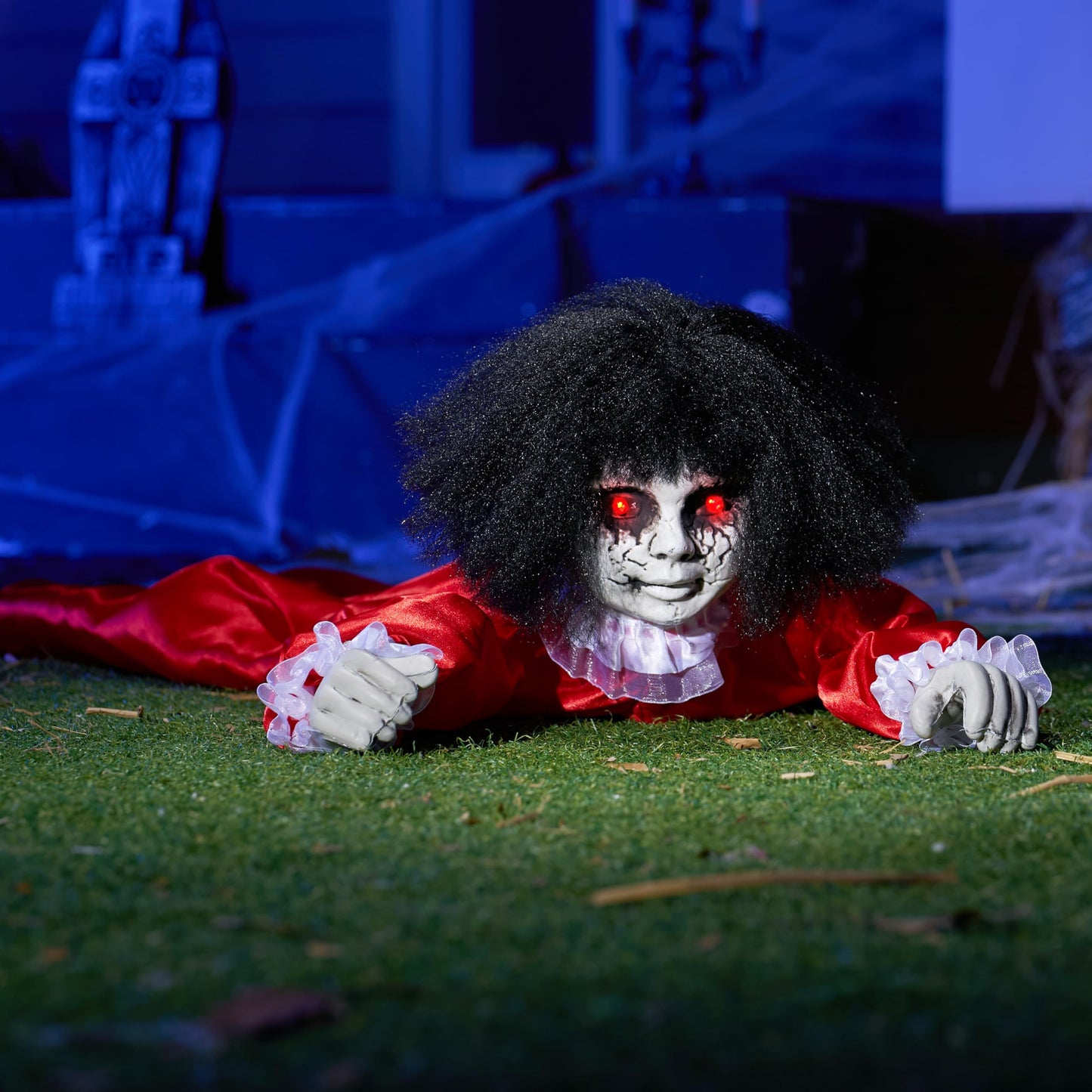 JOYIN Halloween Animatronics Decorations Outdoor Groundbreaker Crawling Doll, Creepy Halloween Graveyard Decoration Outside Decor Scary Haunted House Prop Sound Activated with Sounds and Lights