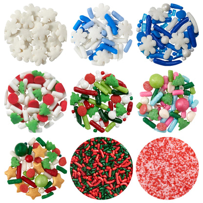 DECOPAC Christmas Fusion Mix Candy Sprinkles, 26oz, Fancy Sprinkles in Handheld Container, Festive Edible Sprinkles For Holiday Celebration Cakes, Cupcakes, Cookies and Donuts Multi