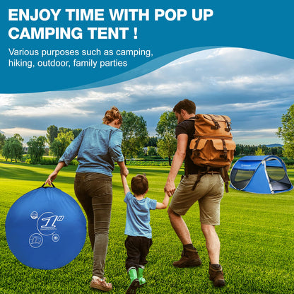 Easy Pop Up Tent 4 Person Waterproof - Pop-Up Camping Tents Automatic Tent Throw Pop Up Instant Flip Pop Tent for Camping,by ZOAMKE(Blue)