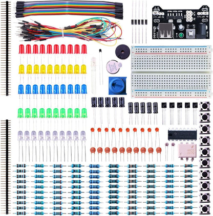 ELEGOO Electronic Fun Kit Bundle with Breadboard Cable Resistor, Capacitor, LED, Potentiometer total 235 Items for Arduino