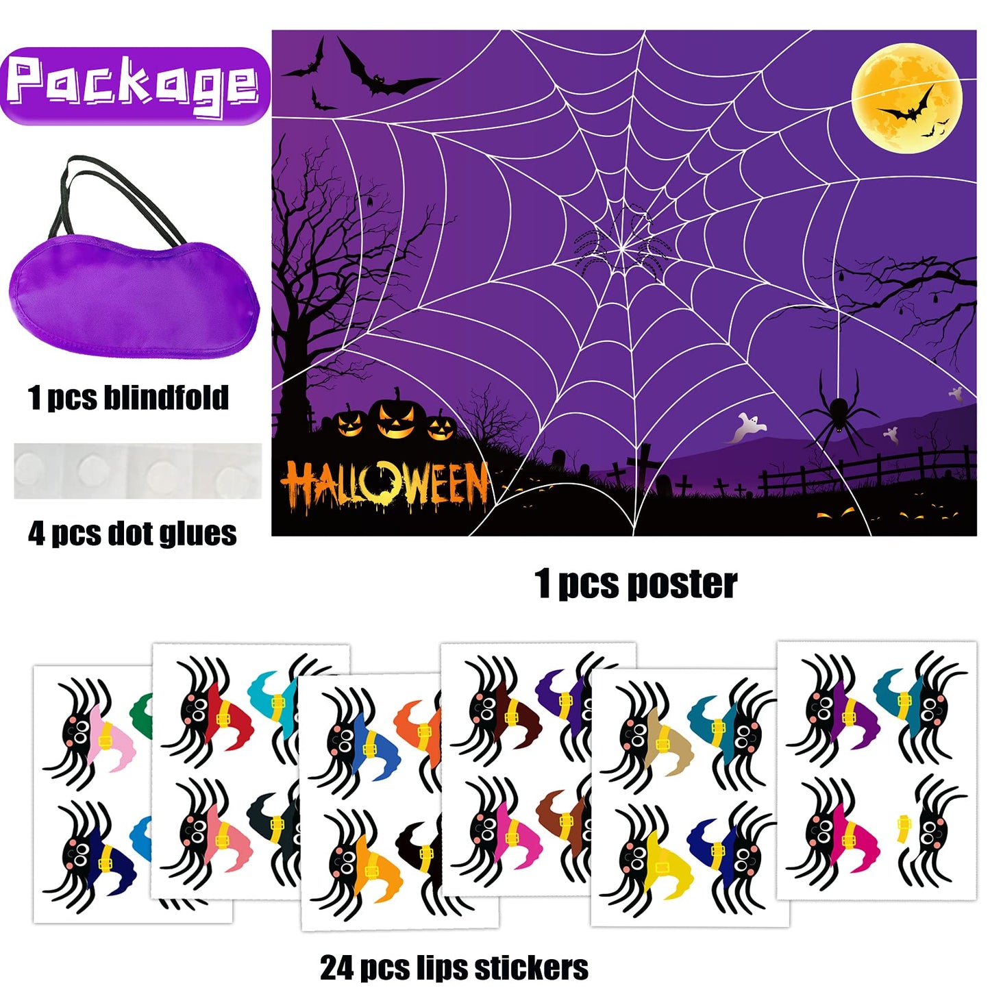Halloween Pin The Tail Game Pin The Spider On The Web Game Halloween Party Games for kid Halloween Pin The Tail Halloween kid Party Outdoor Halloween Games for kid Halloween Party Activities,N/C-11