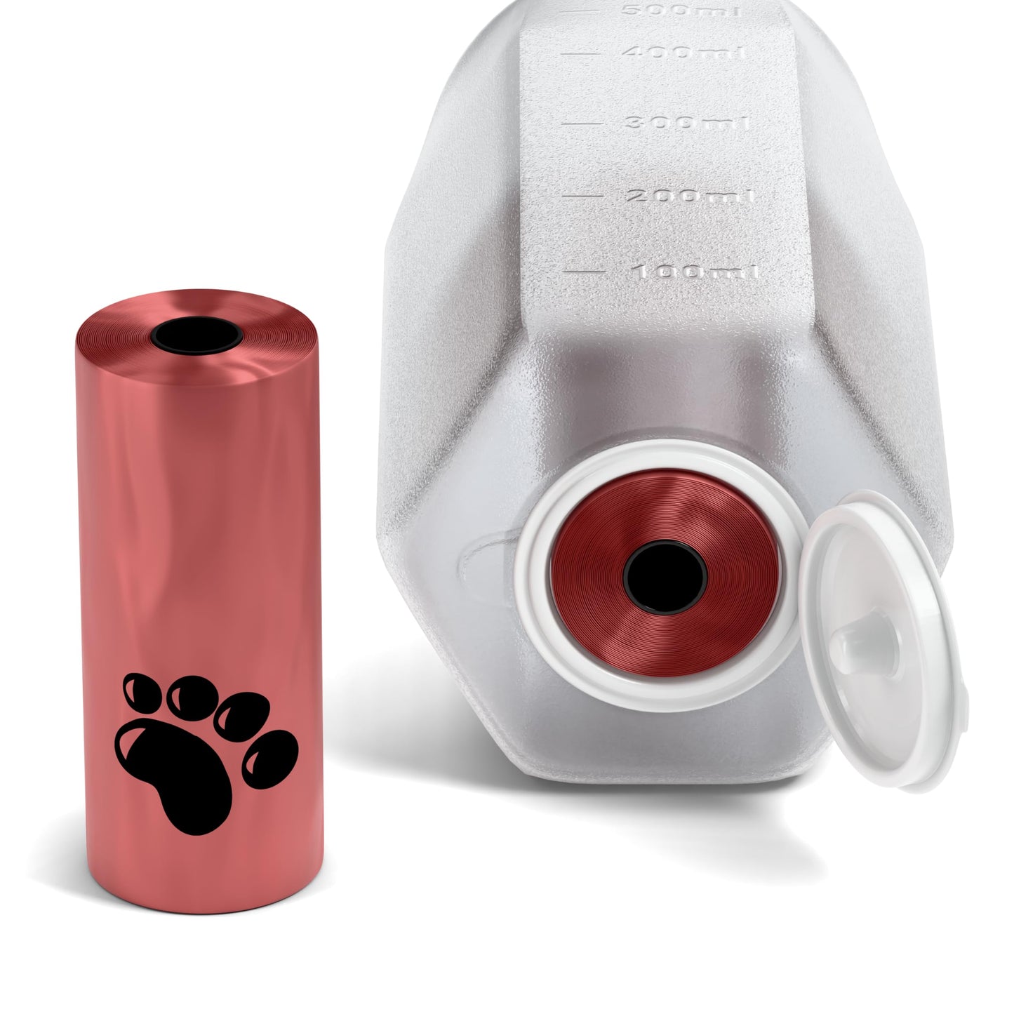 Innoshopp Dog Water Bottle - Portable Pet Water Bottle with Food Container & Poop Bag Dispenser - Lightweight, Leak Proof & BPA Free Dogs Drinking Bottle for Walking, Hiking & Travel (Pink)