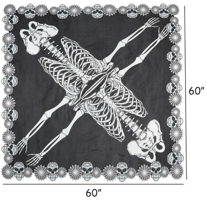 GRAJTCIN Halloween Skeleton Costume for Women Lace Poncho Day of The Dead Costume Plus Size Skull Spider Cape- 3D Skeleton(Black)