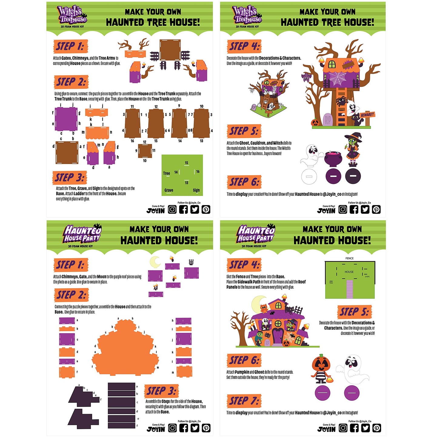 JOYIN 2 Pack Halloween Foam Craft Kit, Party Favors for Kids, 3D Tree House and Pumpkin Haunted House, Halloween Art and Craft DIY Kits, School Activities Game Party Decoration