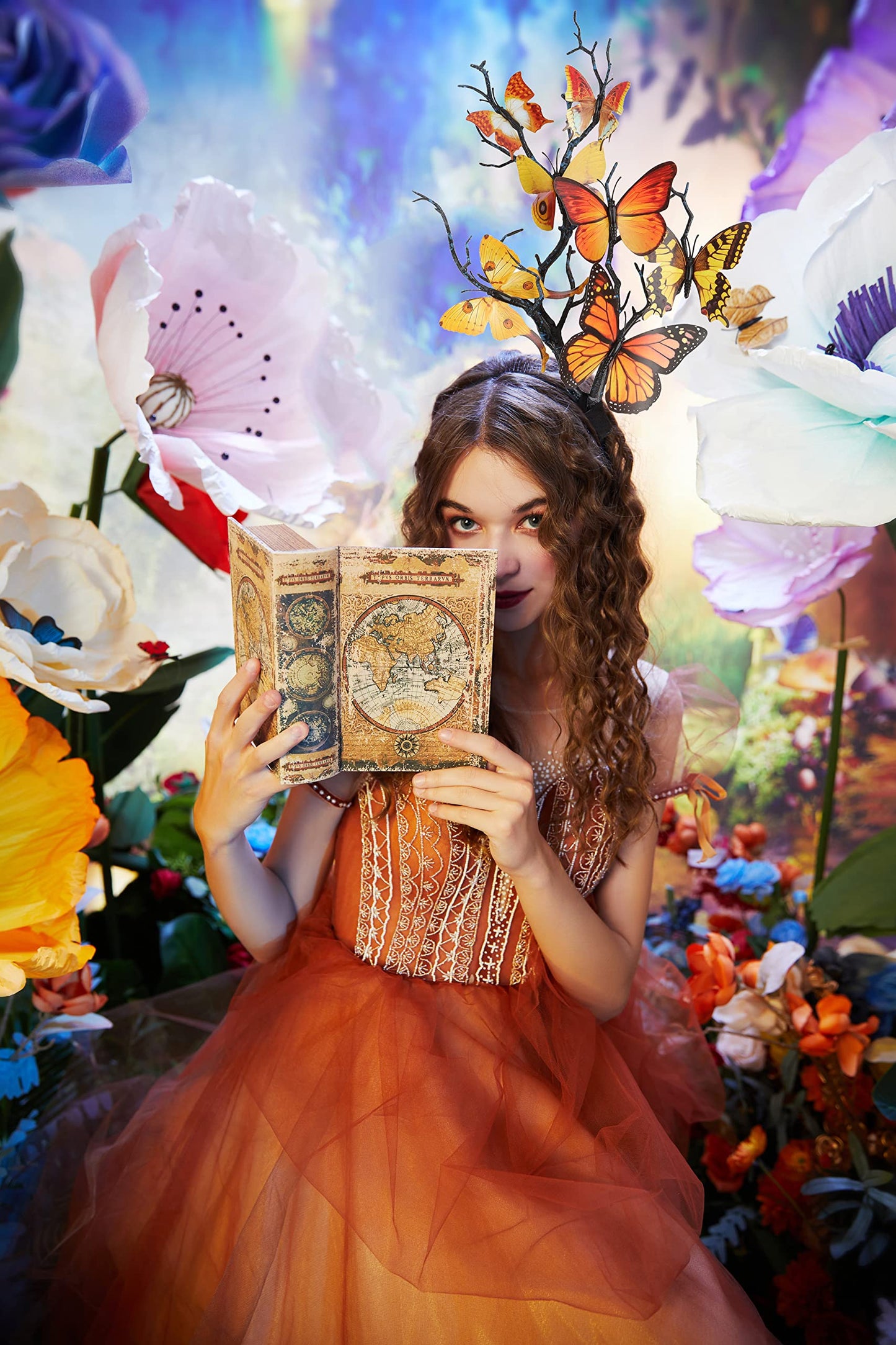 Coucoland Butterfly Headband Fascinator Hat - Monarch Butterfly Headband Crown Tea Party Halloween Costume Headpiece, yellow