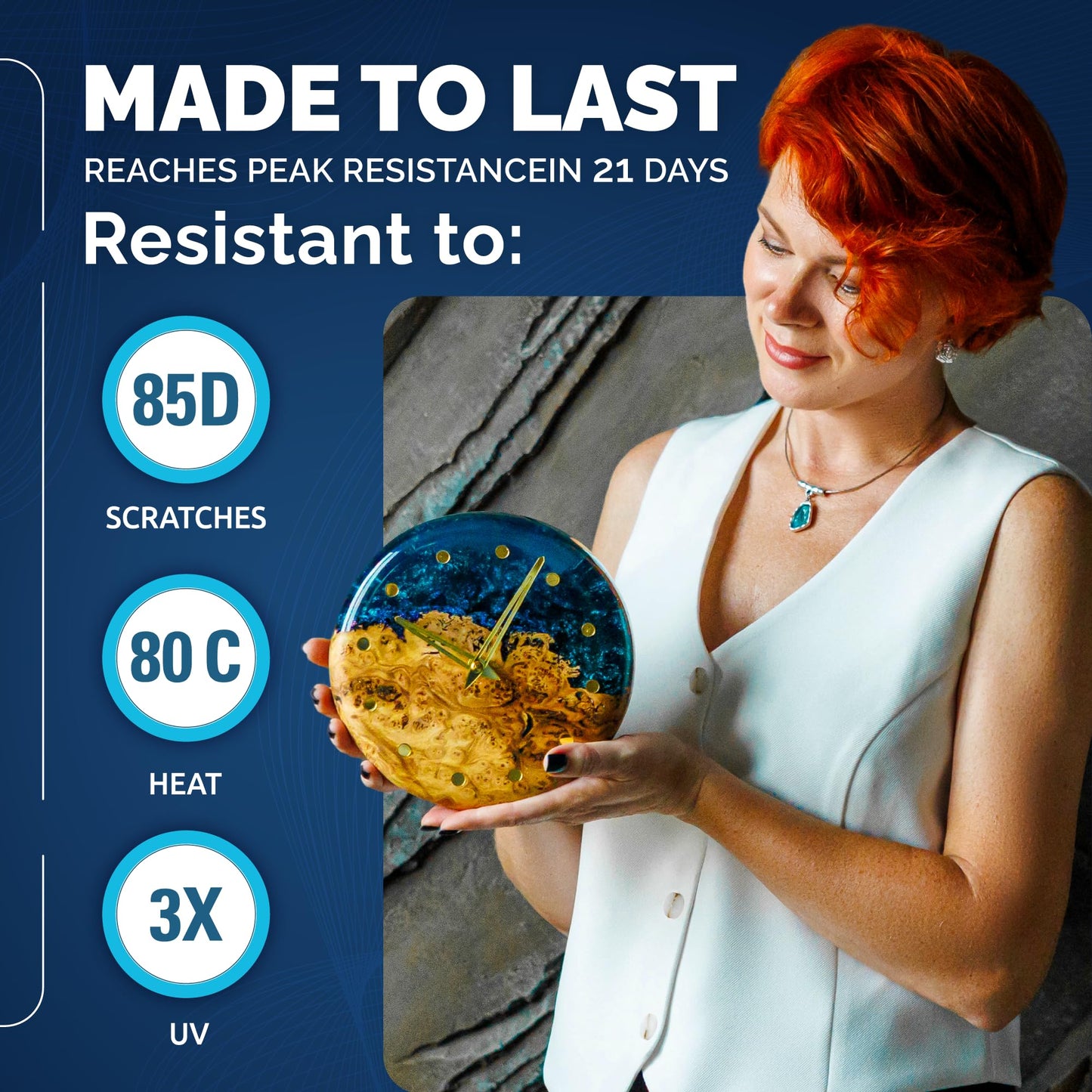 CRAFT RESIN 51 Oz Crystal Clear Deep Pour Epoxy Resin Kit - Food Safe & UV Resistant Best for DIY, Art, River Table, Wood, Flower, Mold Casting Resin Epoxy Kit - for Beginners & Pros