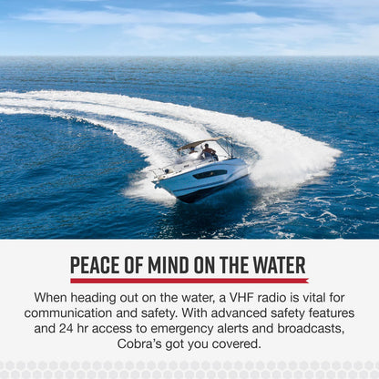 Cobra MR F45-D Fixed Mount VHF Marine Radio – 25 Watt VHF, Submersible, LCD Display, Noise Cancelling Microphone, NOAA Weather Channels, Signal Strength Meter, Scan Channels, White