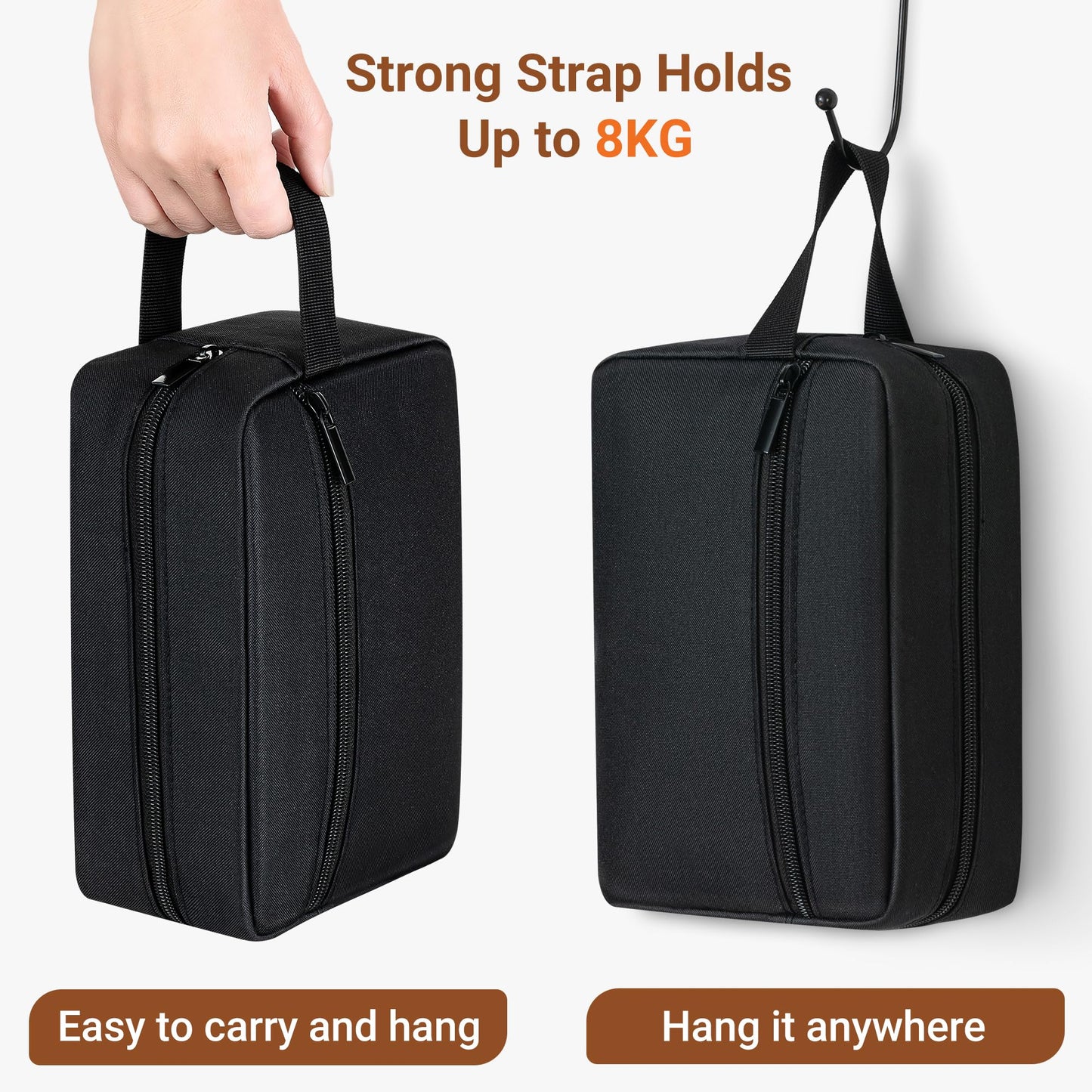 Elviros Travel Toiletry Bag for Women and Men, Lightweight Makeup Bag Hanging Dopp Kit with Shaving Compartment Cosmetic Organizer Small Tool Bag Travel Essentials, Black