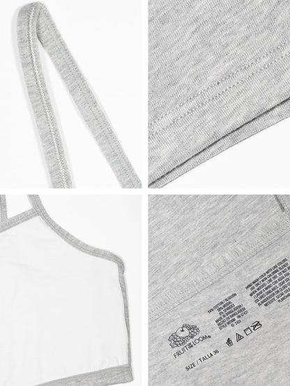 Fruit of the Loom Women's Spaghetti Strap Cotton Pullover Sports Bra Value Pack, Dancing Rosebuds/Lilas/White/Charcoal