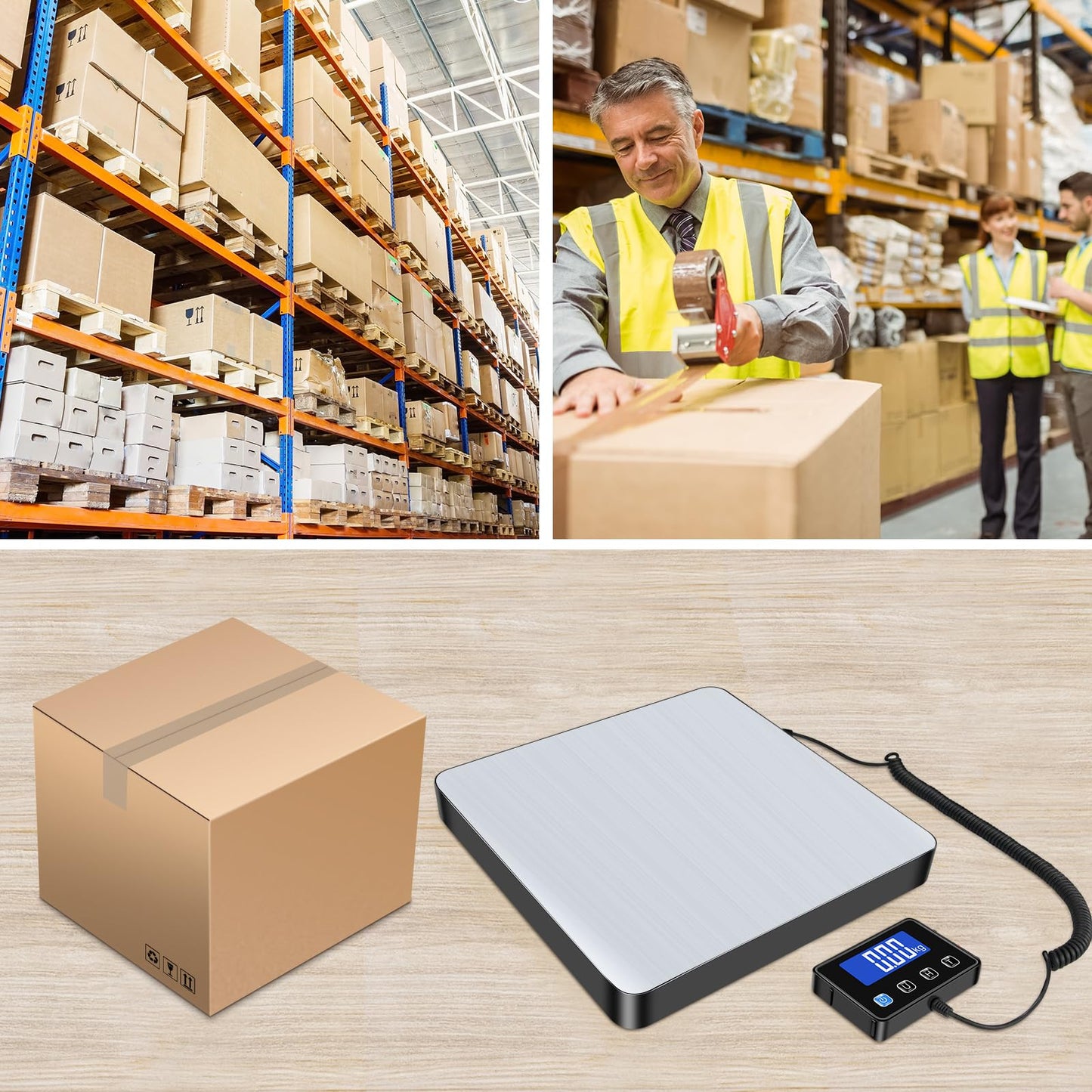 KUAIVO Shipping Scale, 440 lbs/0.35oz High Accurate Digital Postal Scale with Hold/Tare Function, Shipping Scale for Small Business, Packages, Luggage, Home Use, Battery & Charging Cable Include