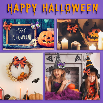 4 Rolls 20 Yards Halloween Wired Edge Ribbon Spider Web Printed Grosgrain Ribbons Halloween Theme Holiday DIY Craft Wrapping Ribbon for Home Party Decor