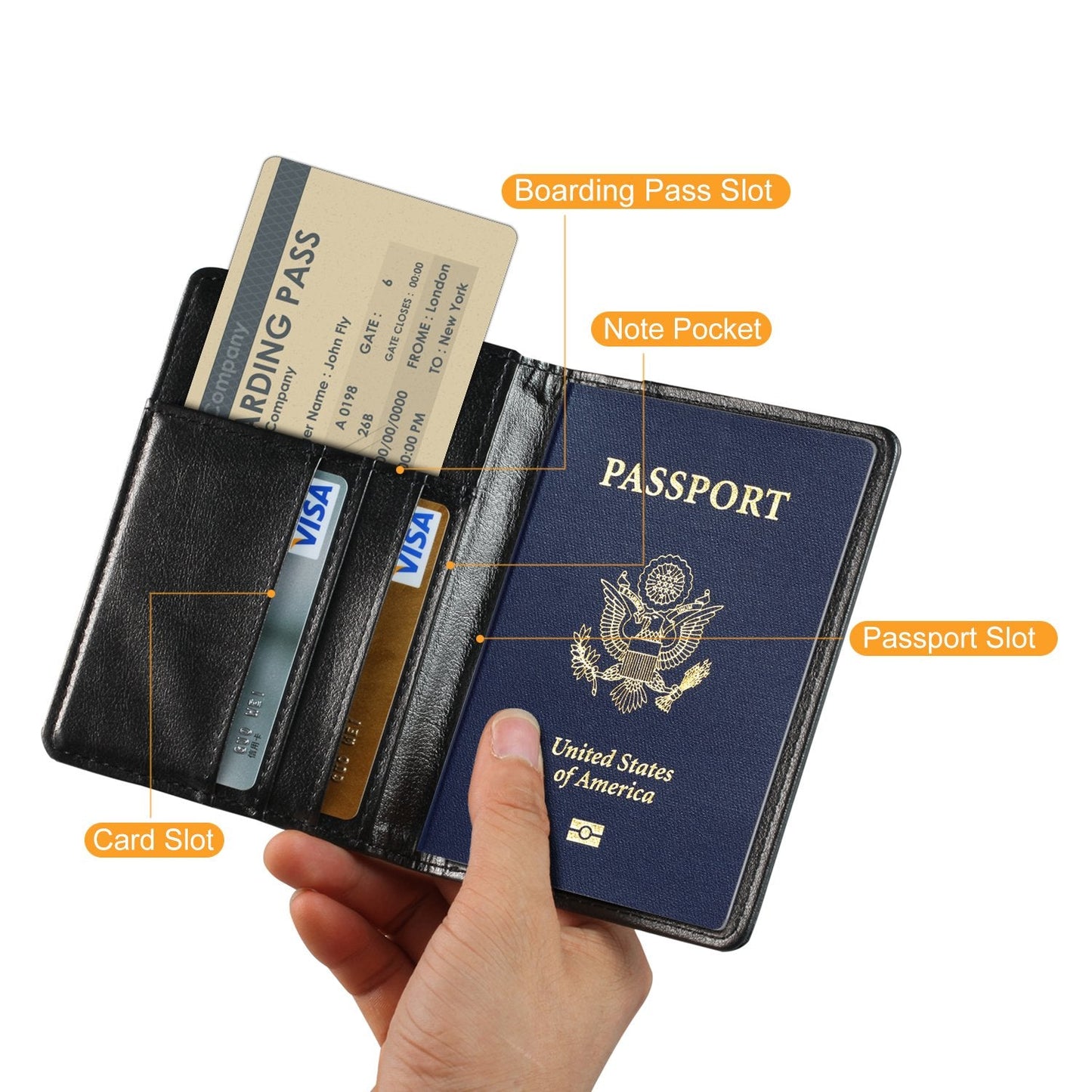 EpicGadget RFID Blocking Premium Leather Passport Holder Travel Wallet Cover Case (Black)