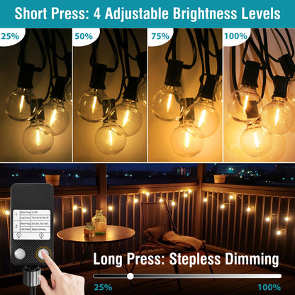 kolpop 50FT Outdoor String Lights with Dimmer Timer, G40 LED Patio Light with Edison Shatterproof Bulbs, Waterproof Connectable Hanging Lights for Outside Backyard Gazebo