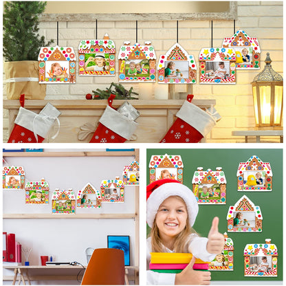 chiazllta 30 Packs Christmas Picture Frame Craft Kits for Kids, Xmas DIY Gingerbread Candy Craft Holiday Art Favor Home Class Game Activities for Kindergarten Preschool