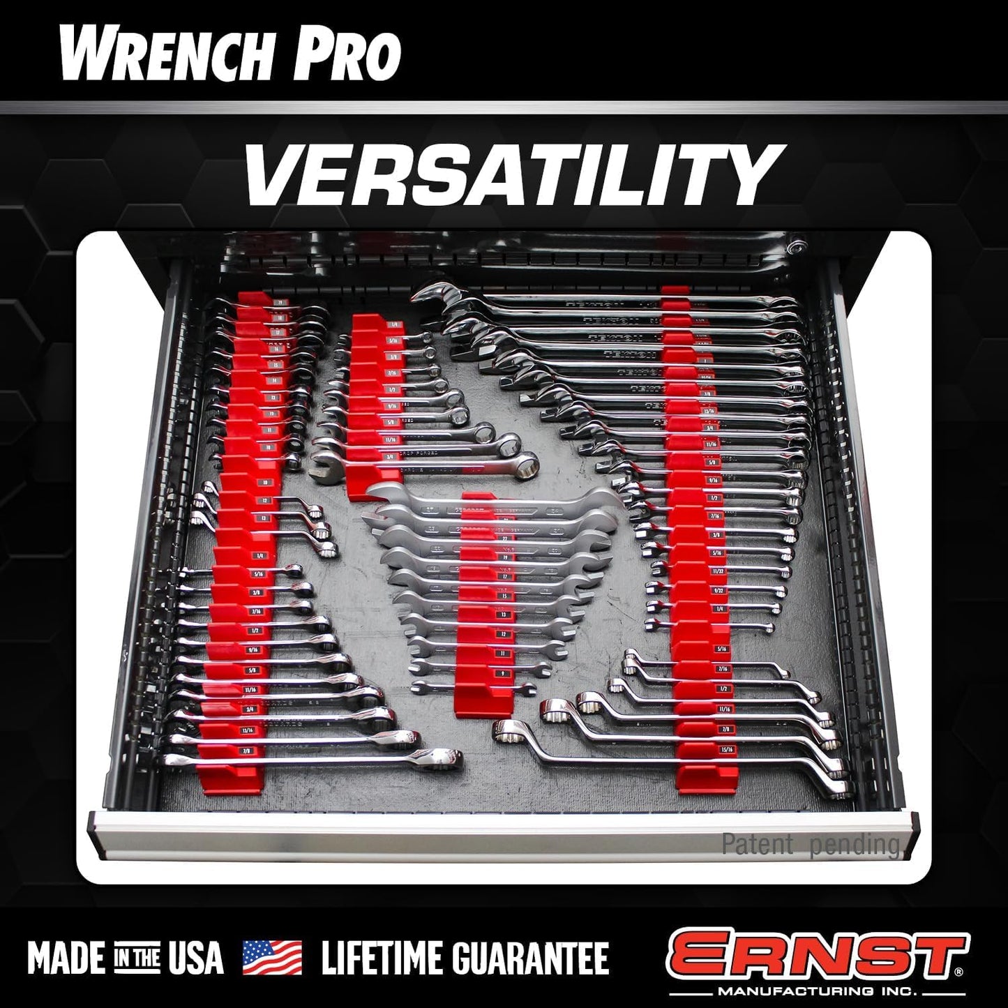 Ernst Manufacturing Wrench Pro - Modular Wrench Organizer for 40 Tools with Magnetic Base (Hi-Viz) - Made in the USA