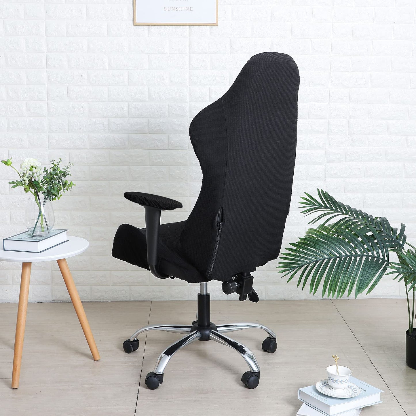 FORCHEER Gaming Chair Cover Set Black for Adults Video Game Chair Water Repellent Jacquard Racing Computer Chair Slipcover with 2 Pieces Armrest Covers