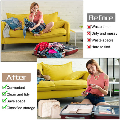 FAMOMI Packing Cubes 7 Set Travel Cubes for Suitcases Lightweight Luggage Packing Orginzers for Travel Acessories (Creamy-White)