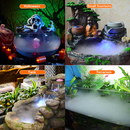 FITNATE Mist Maker, 12 LED Mister Fogger Water Fountain Pond Fog Machine Atomizer Air Humidifier, ultrasonic Mist fogger with Splash Guard, Perfect for Halloween and Other Holidays