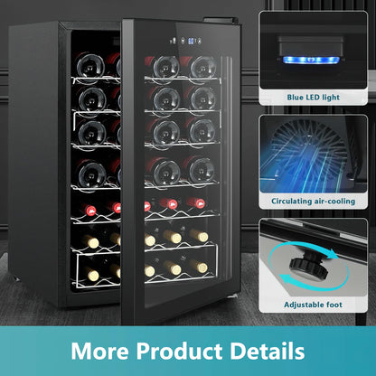 EUHOMY 45 Bottle Wine Cooler Refrigerator, Small Built-in Wine Fridge for Red, White and Champagne, 4.5 Cu.ft Mini Fridge with Adjust Temperature, Black