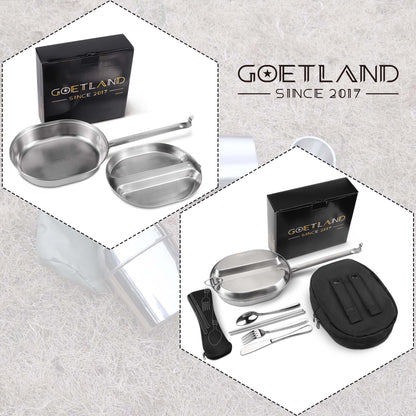 Goetland 304 Stainless Steel US Military Mess Kit Plate Set GI Type Outdoor Camping Hiking Picnic BBQ Beach
