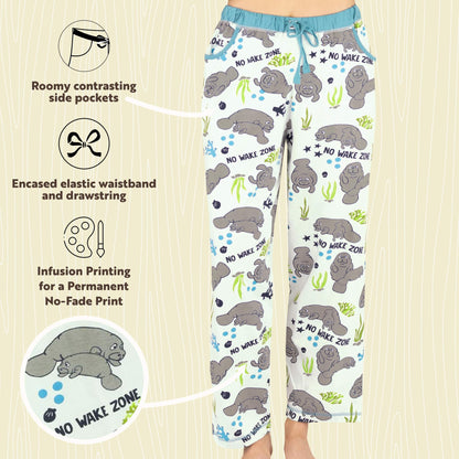 Lazy One Pajamas for Women, Cute Pajama Pants and Top Separates, No Wake Zone, Animals (X-Large)