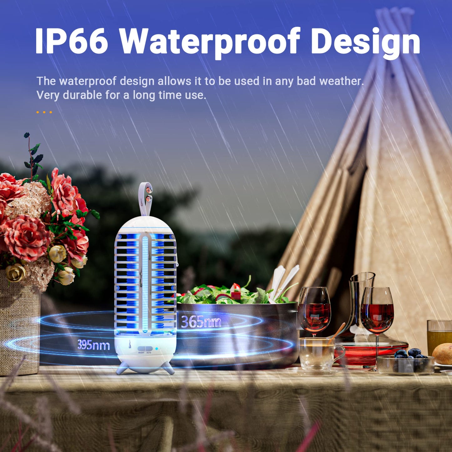 Cordless Bug Zapper Outdoor & Fly Zapper Indoor & Wireless Mosquito Zapper Portable Camping Bug Zapper Fly Trap 2500mAh Bug Zapper Electric Trap Ideal for Fly Traps (White 2 Pack)