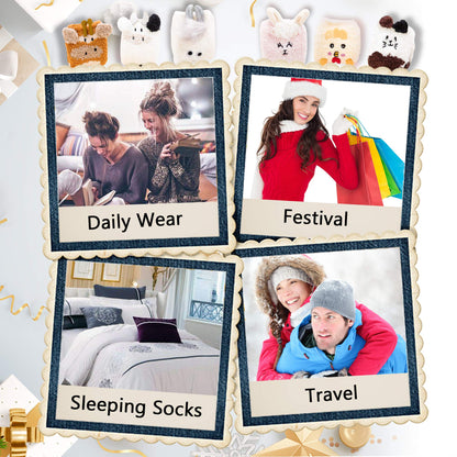 LANLEO Fuzzy Socks For Women Slipper Socks Fluffy Winter Warm Soft Cozy Plush Cute Animal Sleeping Christmas Socks 1 Pairs Giraffe