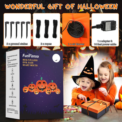 Halloween Inflatable Pumpkin Outdoor Decoration, 8.5FT Long Inflatable Pumpkin Lanterns with Build-in LED Lights, Blow Up 7 PCS Pumpkins Patch for Halloween Party Indoor Garden Lawn Yard Decor